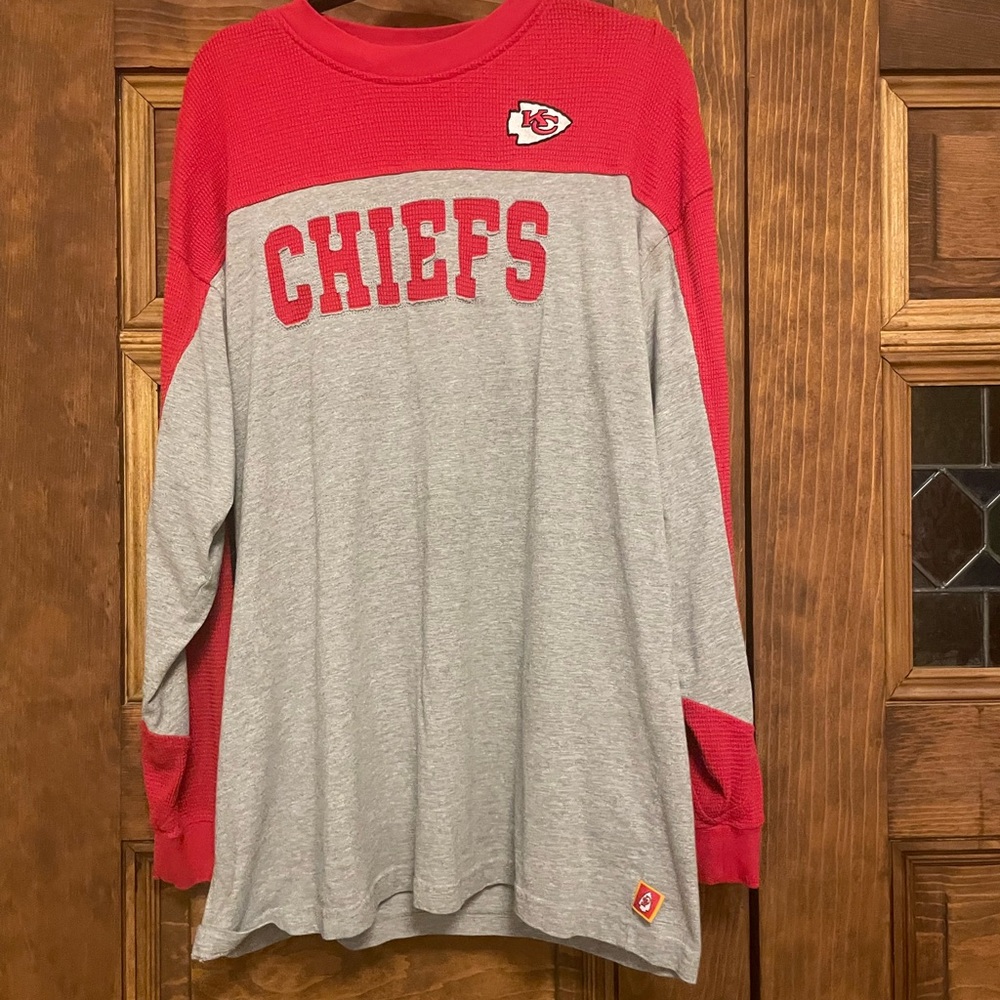 NFL Kansas City Chiefs Red and Gray Long Sleeve Tee — Size XL, Long